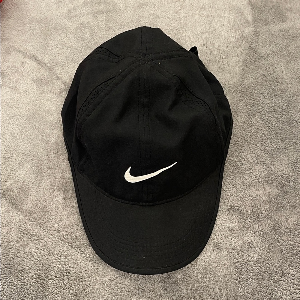 Nike Dri-Fit Black Sports Cap with White Swoosh